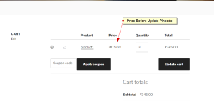 Pincode based product price woocommerce
