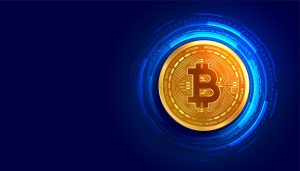 cryptocurrency bitcoin golden coin with digital