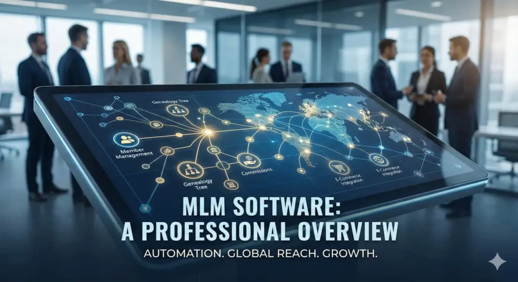 Explaining what MLM software is and how it manages network marketing, commissions, and distributor hierarchy