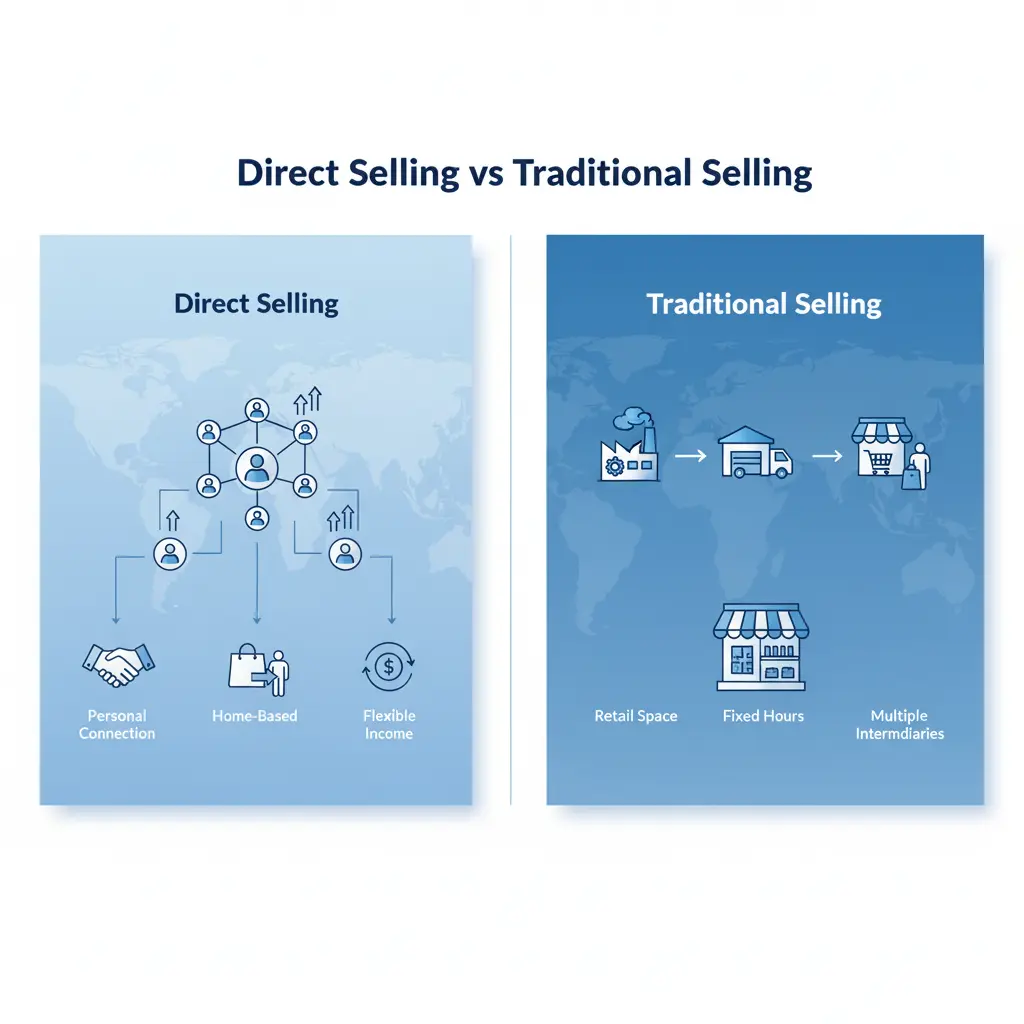 Direct Selling vs Traditional Selling Comparison Graphic