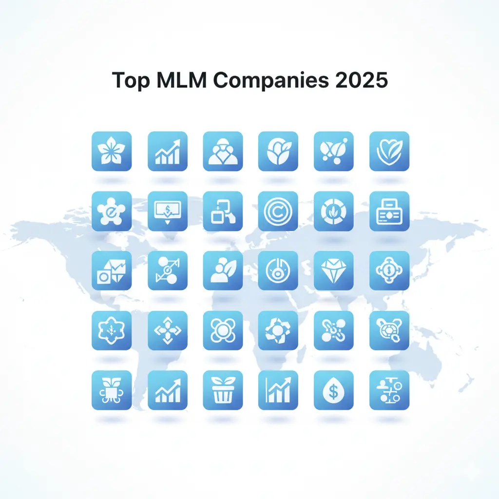 Top MLM Companies Abstract Icon Collage 2025